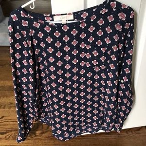 Loft - Navy blue and pink blouse